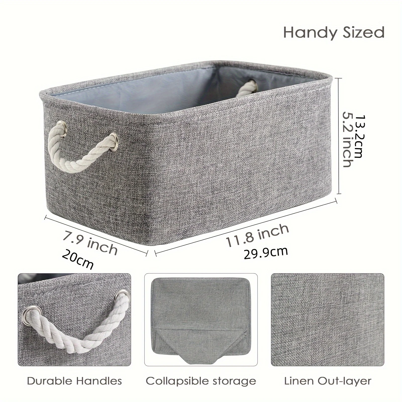 Shelf storage box -11.8x7.9x5.2 inch gray small storage basket, used for organizing, fabric storage cube 5