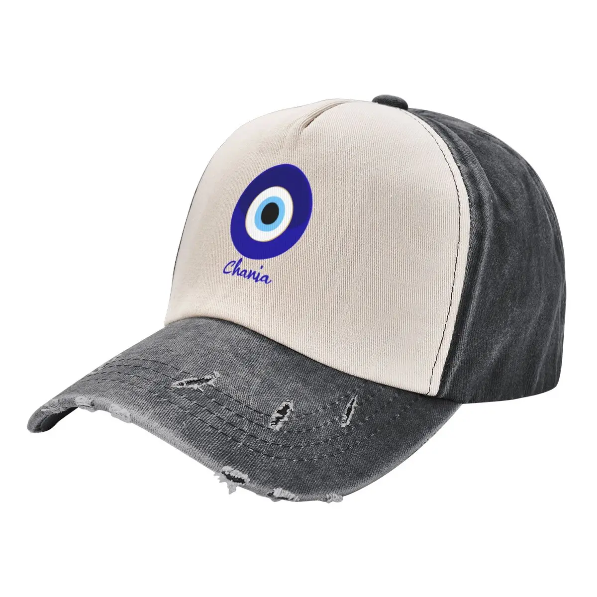 

CHANIA - GREECE, EVIL EYE, Mati blue white. Baseball Cap Golf Wear Anime Snapback Cap Big Size Hat Baseball For Men Women's