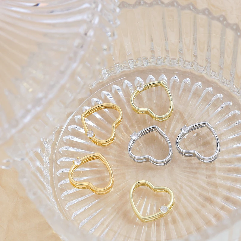 

6 шт. Медный позолоченный кулон в форме сердца из циркония, подвеска «сделай сам», аксессуары для ожерелья, аксессуары для ушей, материалы для одежды, подвески