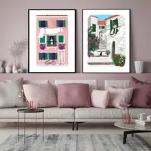 

Nordic Canvas Painting Afternoon in Burano Maja Tomljanovi Illustration Modern Poster and Print Wall Pictures Home Decor Mural