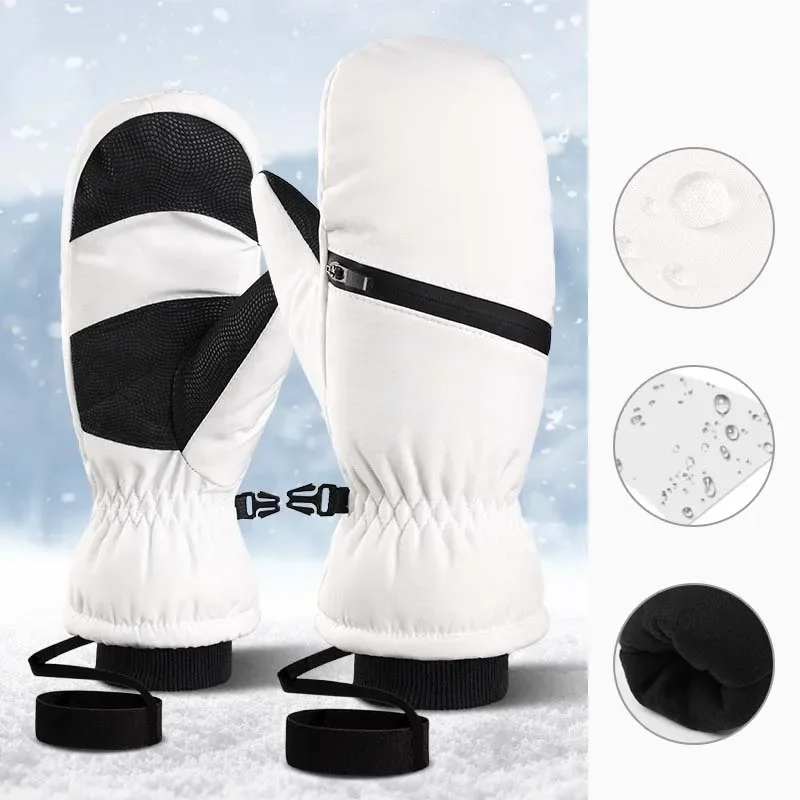 2025 New Winter Solid Warm Women Skiing Glove Windproof Waterproof Outdoor Sports Men Ski Glove Polyester Snow Plush Ski Gloves 6