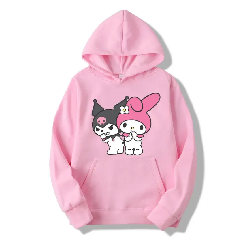 

My Melody And Kuromi Cartoon Anime Women Pullover Tops Spring Autumn Men Oversized Sweatshirt New Couple Hoodie Clothes