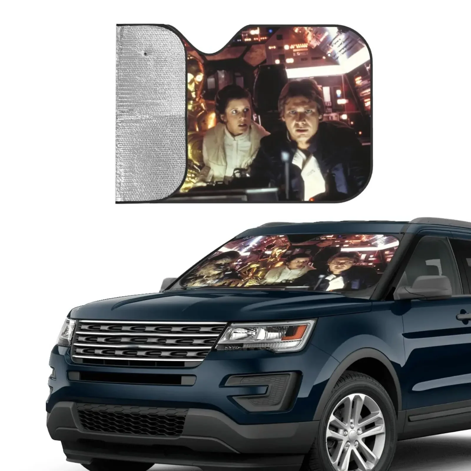 Funny W-wars Windshield Sun Shade Car Sun Shade For Front Windshield Foldable Visor Protector Blocks UV Rays car sunshade windshield sunshade windshield sun shade