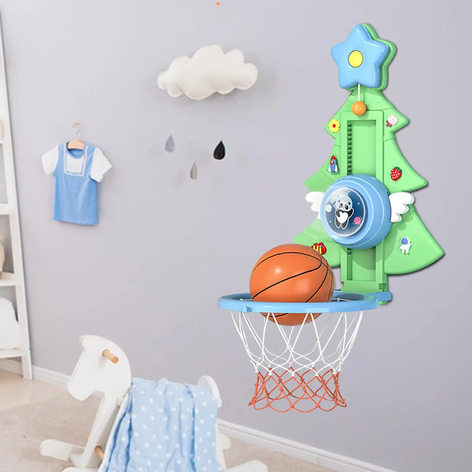 

3 in 1 Kids Jump Training No Need Table Touch High Counter Basketball Hoop Hanging Table Tennis Trainer for Workout Kids Indoor