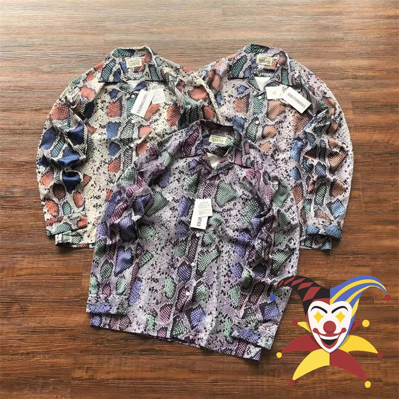 

Snake Print WACKO MARIA Hawaiian Shirt Men Women Vintage Long Sleeved Shirts