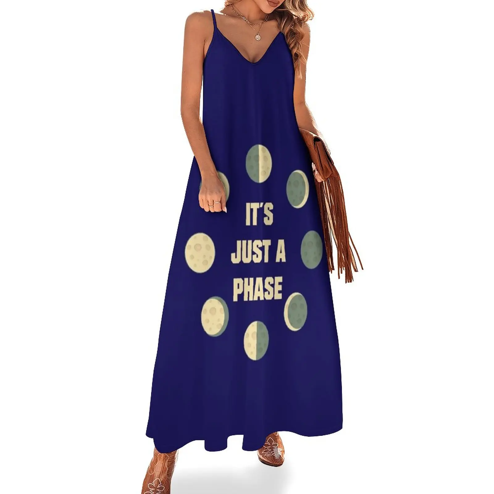 

New Moon Phases Astronomy Funny T-Shirt - It's Just a Phase Sleeveless Dress purple dress dress party night loose summer dress