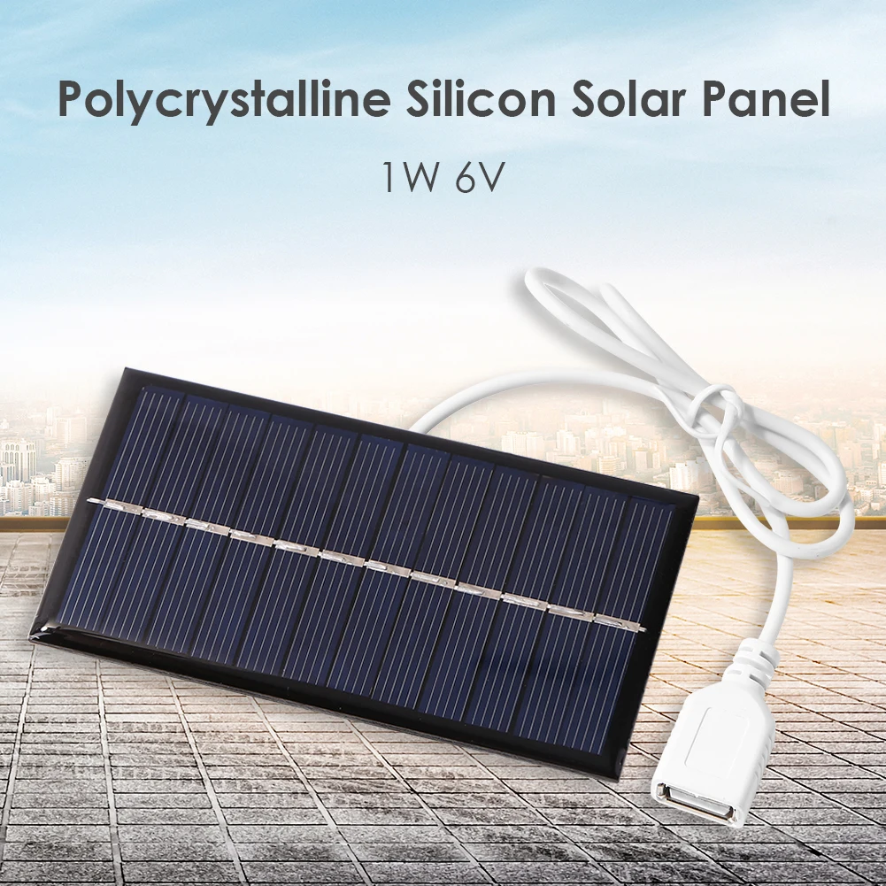 1W 6V Portable Solar Panel Replacement Mini DIY Solar System for Phone Power Bank Water Pump Fan Cell
