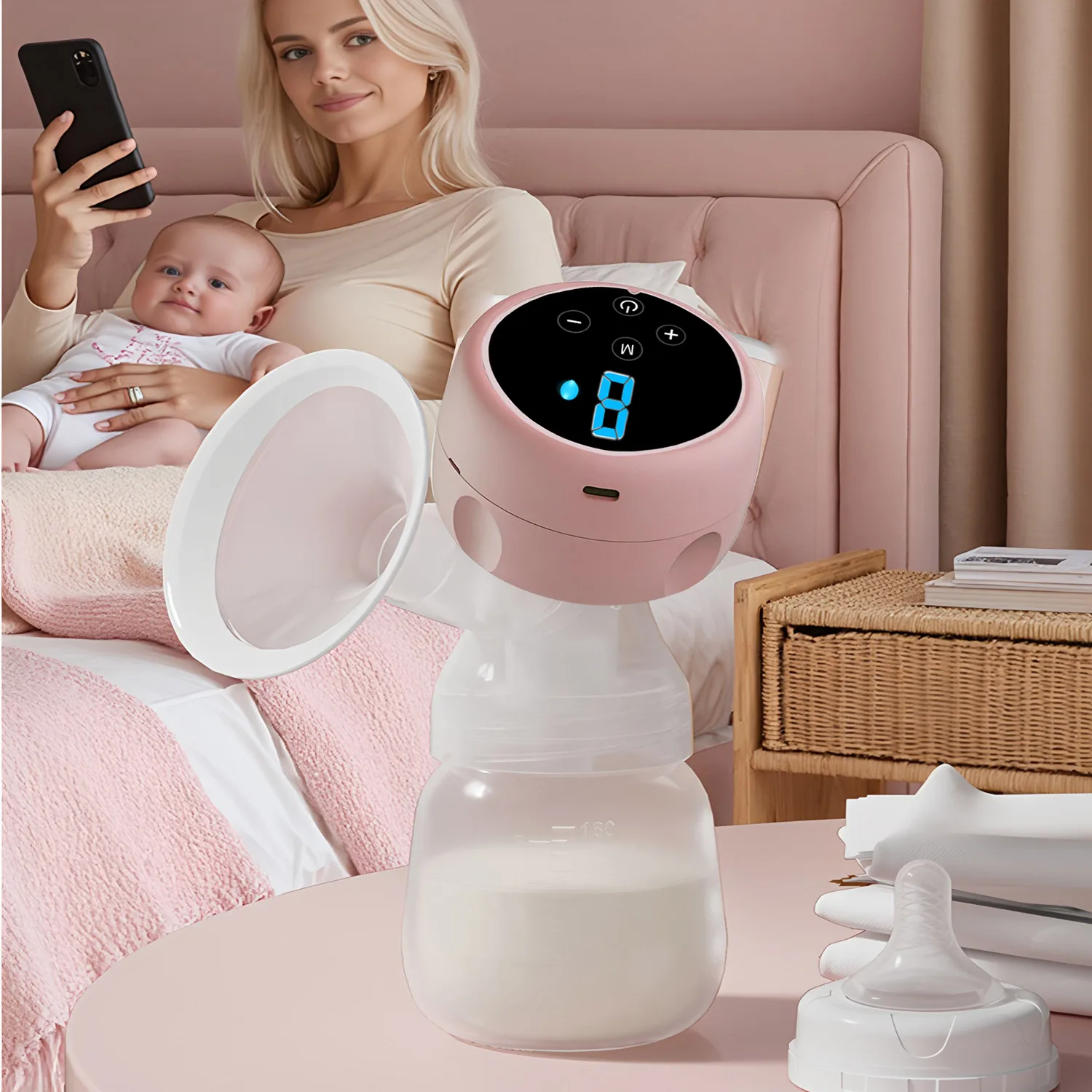 Electric Breast Pump Portable Painless Silent Integrated Suction_voghion.com