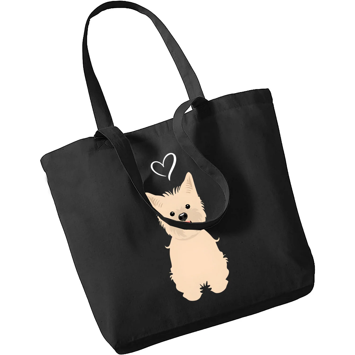 

Life Is Better with A Cairn Terrier Animal Dog Friends Gift Canvas Tote Woman Harajuku Casual ToteBag Shopping Handbag for Girls