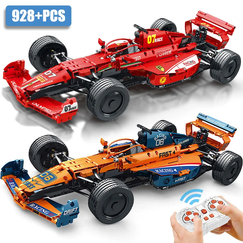 McLarened 포뮬러 1 레이싱 카 모델 빌딩 블록, 원격 제어 스포츠카 F1 브릭, 어린이용 장난감 선물, 기술 928 개