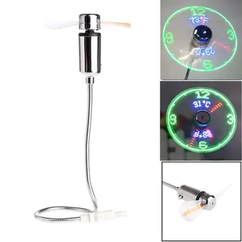 Rechargeable Usb Mini Fan With Time Temperature Display And Led Light Cool Gadget Holiday Gifts Gadgets Electronic Computer Part