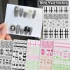 Little Fresh Theme Nail Stickers High-end Plaid Pattern Bow Black Rose INS Love Text Design Nail Art Decoration Decals 2