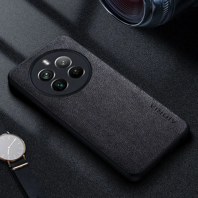 Premium Luxury Leather Business-Style Solid Color Phone Case