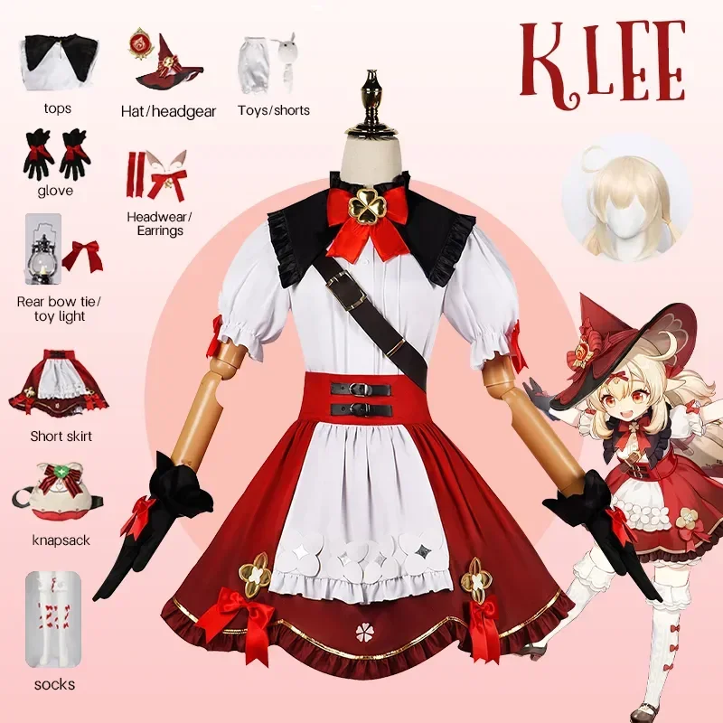 

Genish impact Klee Blossoming Starlinght Cosplay Genishi Impact Costume Little Witch Lolita Dress Halloween Cosplay For Woman
