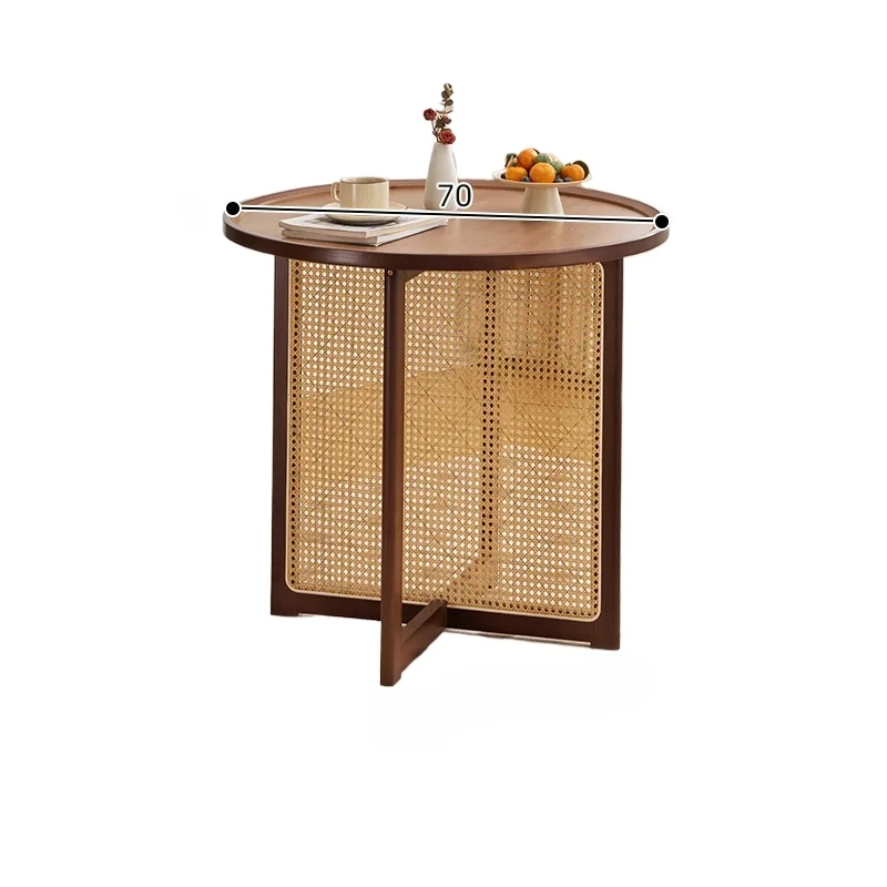 *Bamboo Japanese rattan dining table and chair combination round table balcony kitchen set