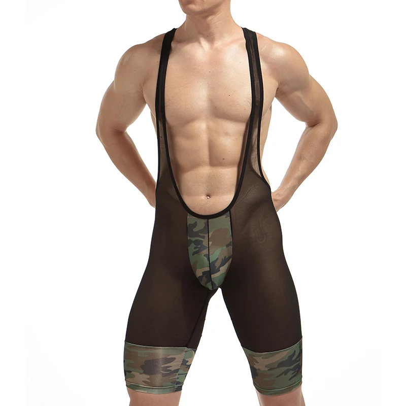 Men’s Camouflage Bodysuits and Underwear: Stretchy Tanks, Jumpsuits, and Intimate Lingerie mens mesh see thru underwear