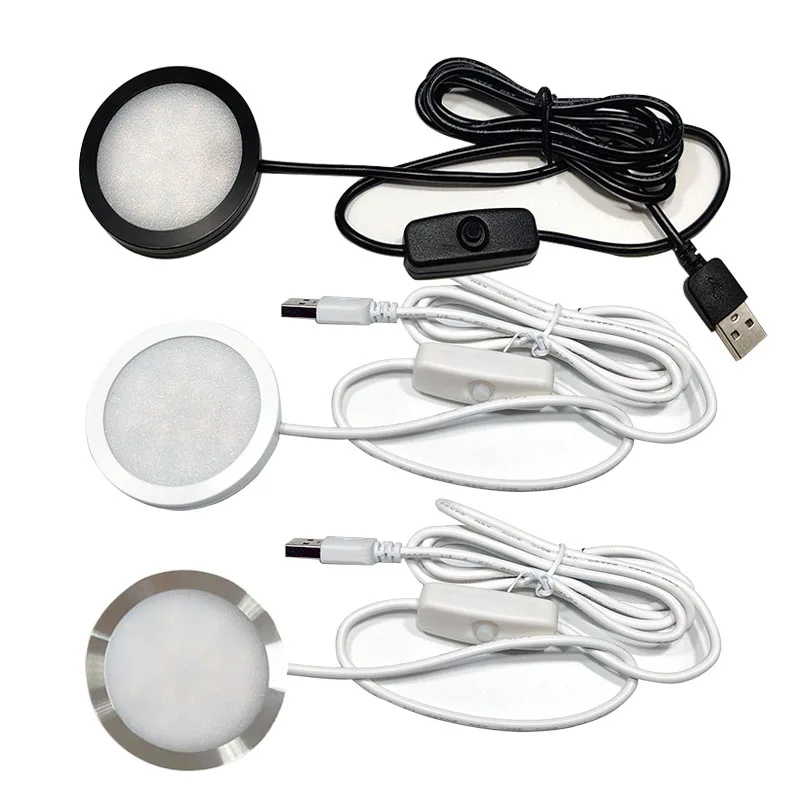 LED spotlight LED Spotlight Ultra-thin USB 5V LED cabinet mini Lamp with switch 3w jewelry display ceiling indoor downlight surfaced mounted