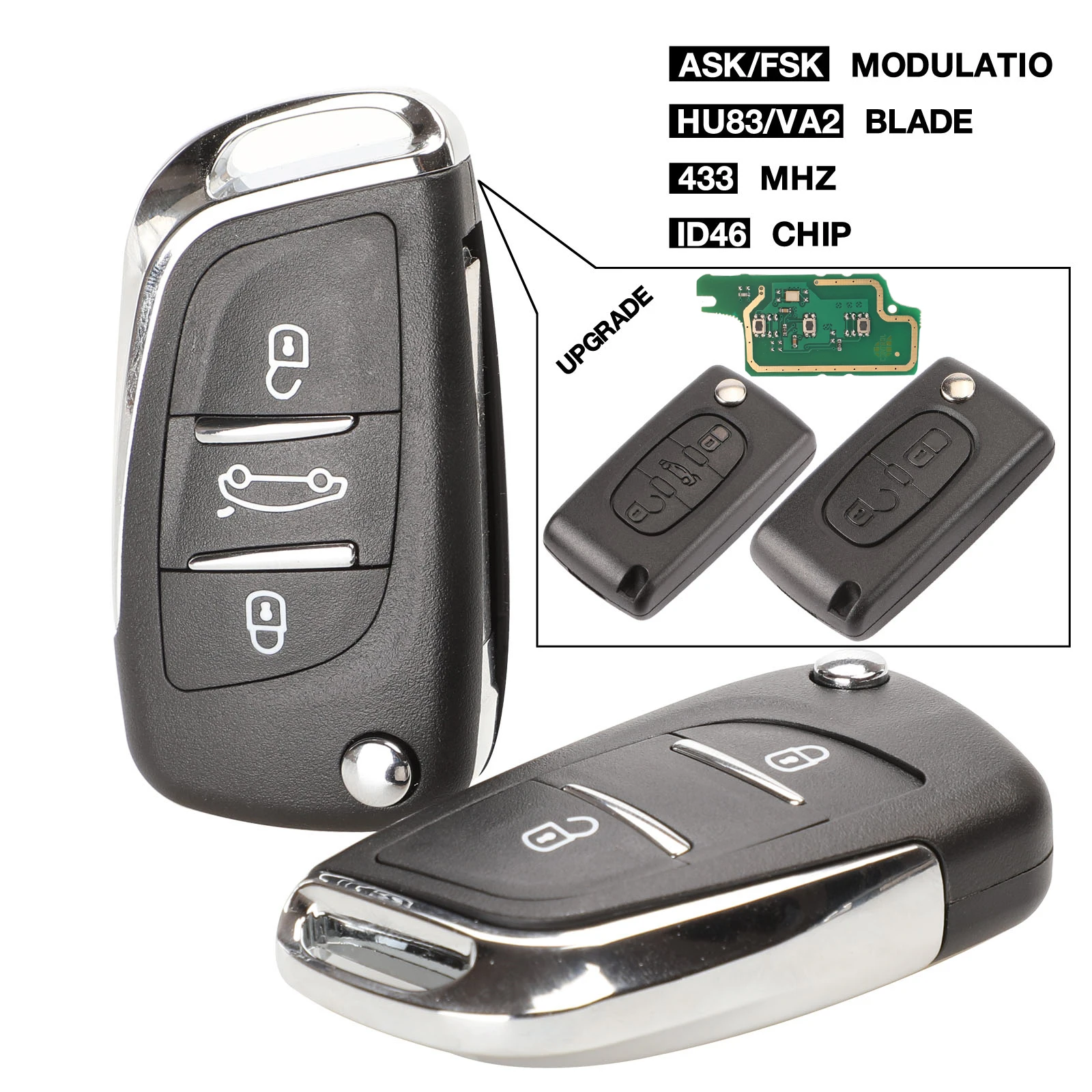 3 Buttons Car Key For Citroen C2 C3 C4 C5 C6 C8 Dispatch