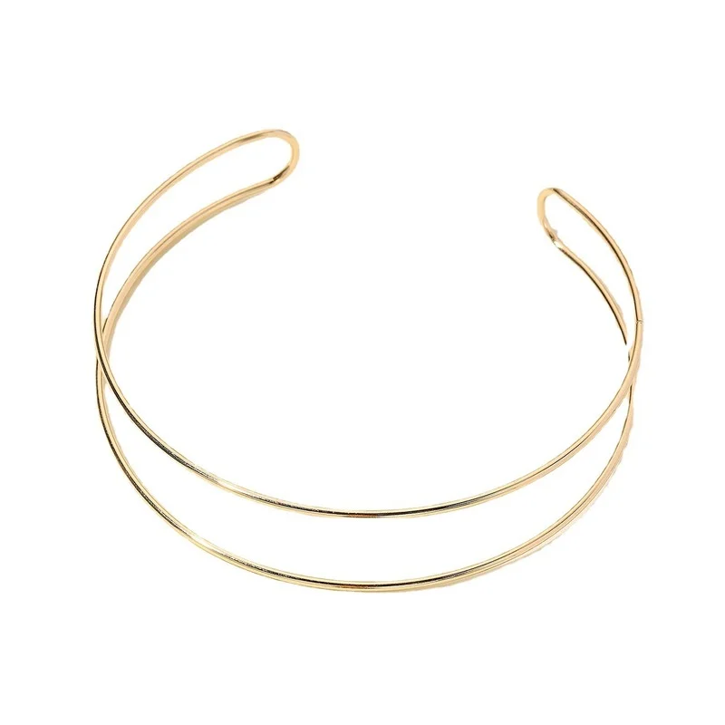 Metal Choker Necklace For Women Simple Punk Style Double Metal Line Dorado Collar Jewelry women jewelry
