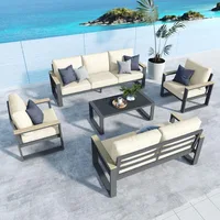 Aluminum Patio Furniture, 7-Seats Metal Outdoor Furniture Set with Coffee Table, Modern Patio Sofa Sets Outdoor Conve 1