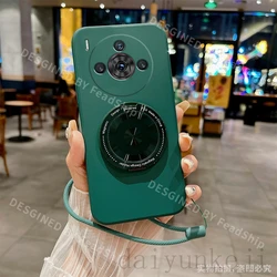 Silicone Soft Phone Case with Magnetic Holder and Screen Protector Film for Nubia Z50SPro (Dark Green)