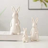 Bookshelf Easter Decorations White Ceramic Bunnies Home Tabletop  Bunny Microlandscape Ornament For Garden Backyard Decor Crafts 2