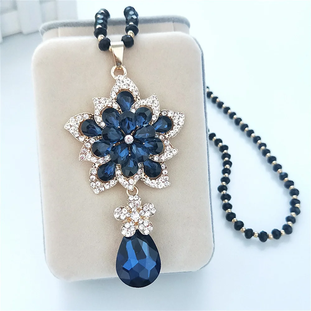 

NCEE Autumn Winter Korean Style Diamond Butterfly Flower Long Sweater Chain Fashionable Chain Pendant Accessories Necklace
