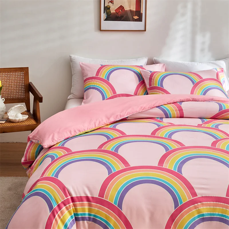 Dream Fluorescence Rainbow Duvet Cover Set King Queen Size Luminous Star Bedding Set Single Double Bedding Sets Comforter Covers