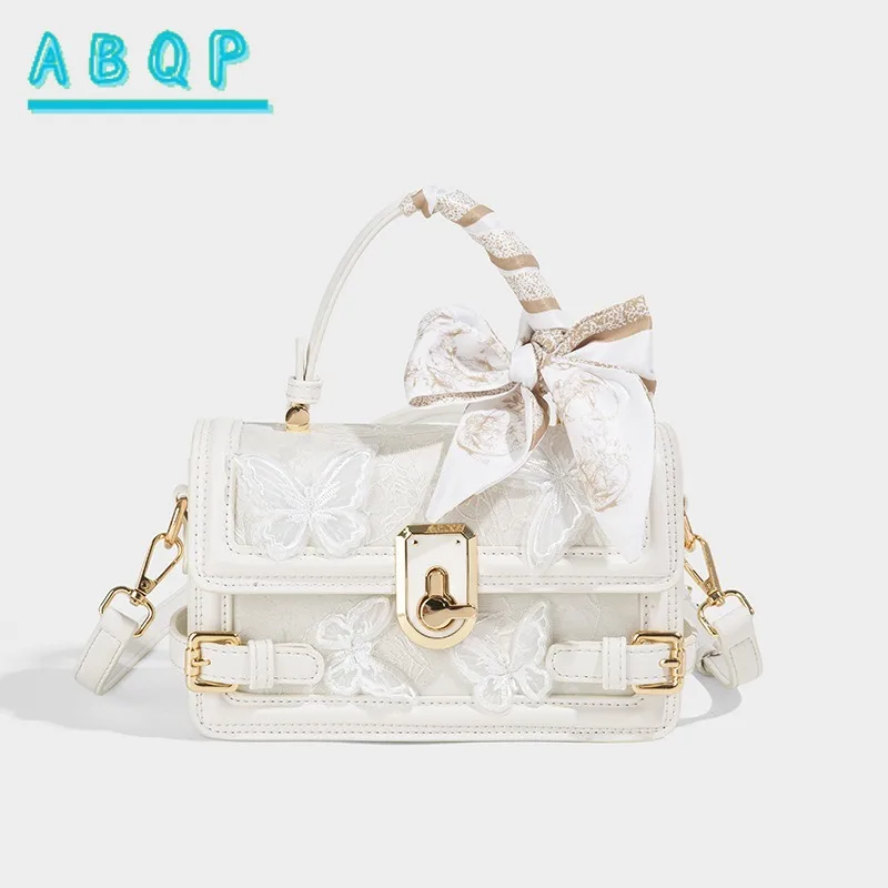ABQP Nuova borsa a tracolla da donna di marca di lusso, borsa da donna alla moda, con ricamo a farfalla, piccola borsa quadrata, grande capacità - immagine 4