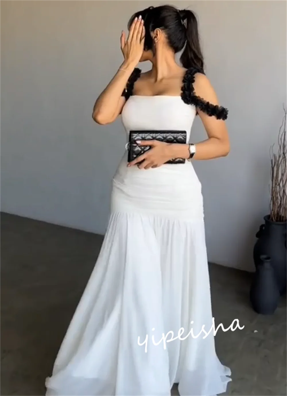 Ball Dress Saudi Arabia Prom Satin Pleat Evening A-line Square Neck Bespoke Occasion Gown Long Dresses