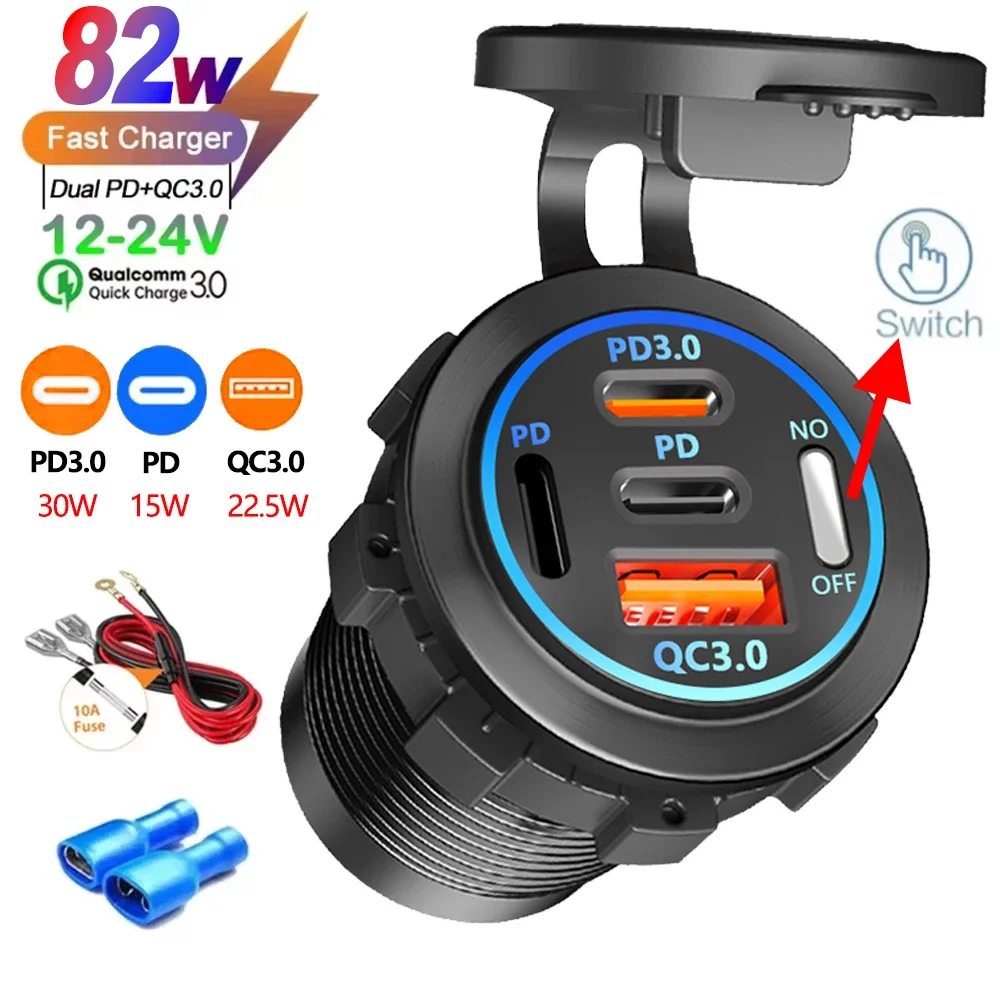 Car Charger with Voltmeter Socket