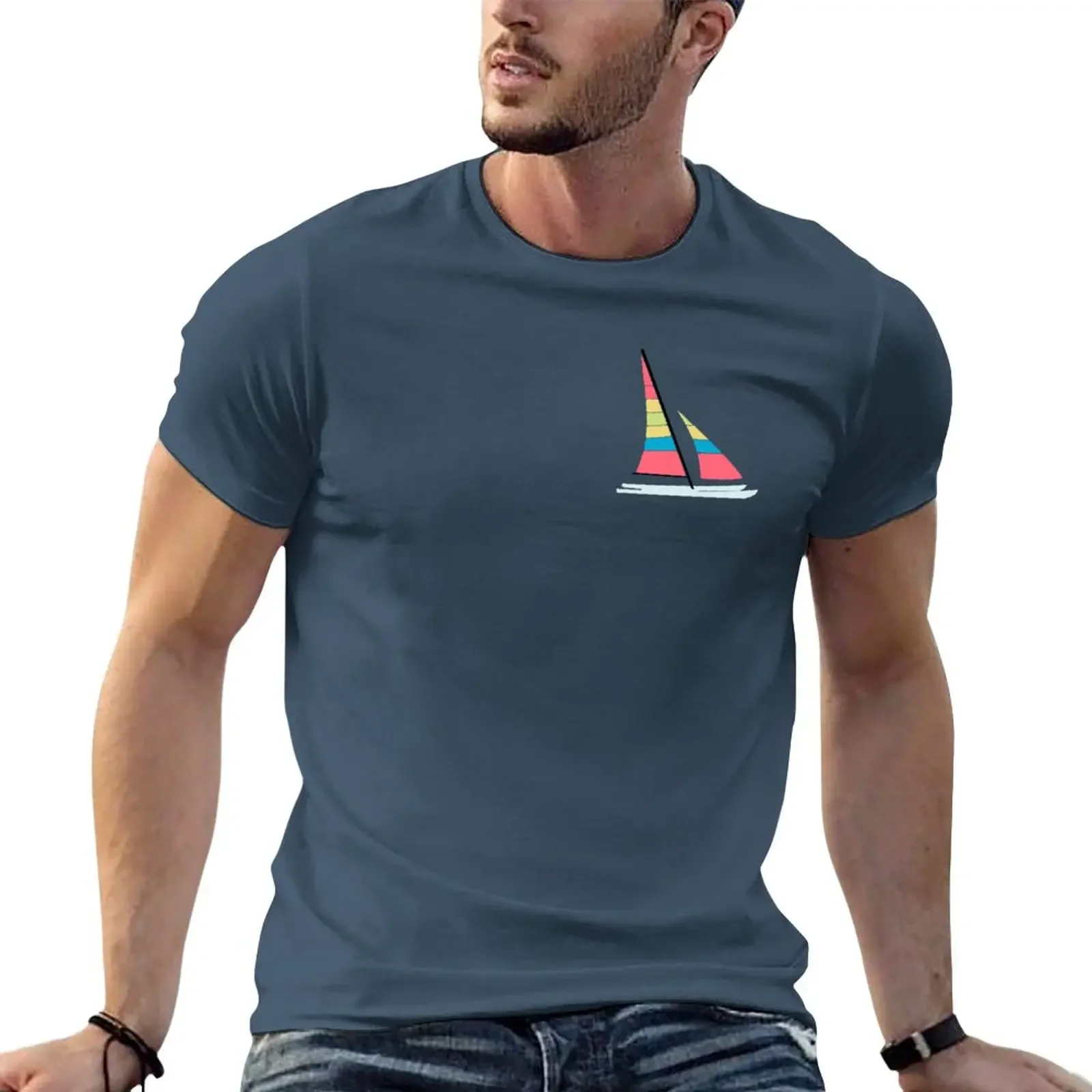 Hobie Cat Barca A Vela T-Shirt Summer Top Hippie Clothes Tees Magliette Bianche Da Uomo