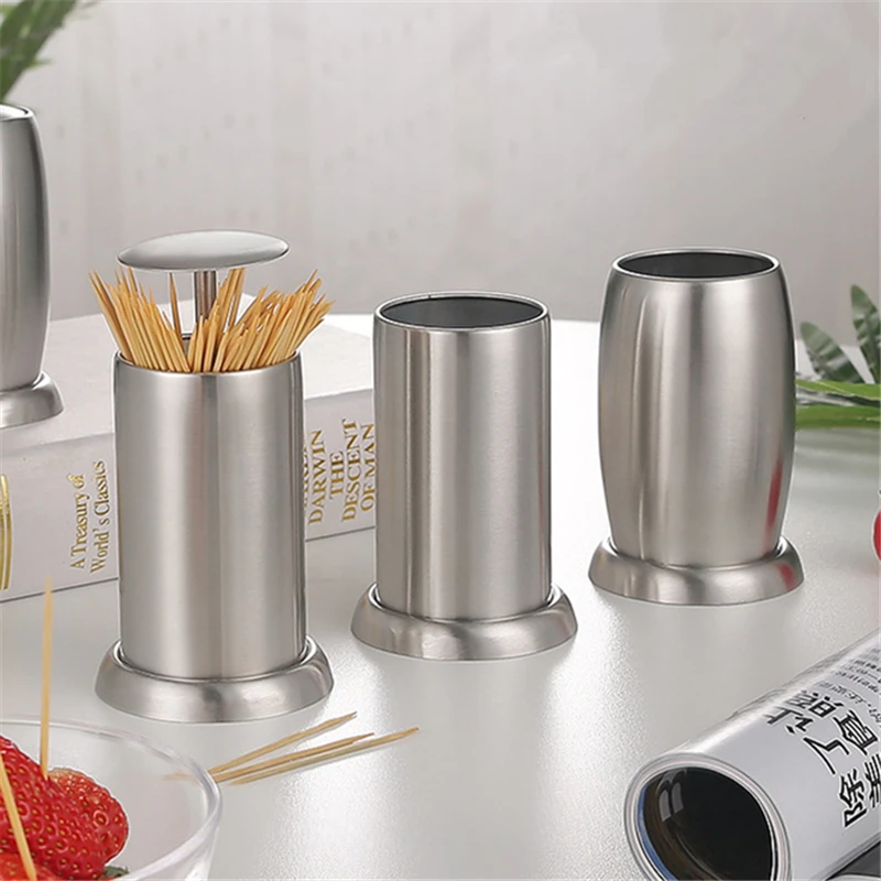 Automatischer Zahnstocher Dispenser Edelstahl | Push-Design Für Home & Restaurant | Hygienische Zahnstocher Box