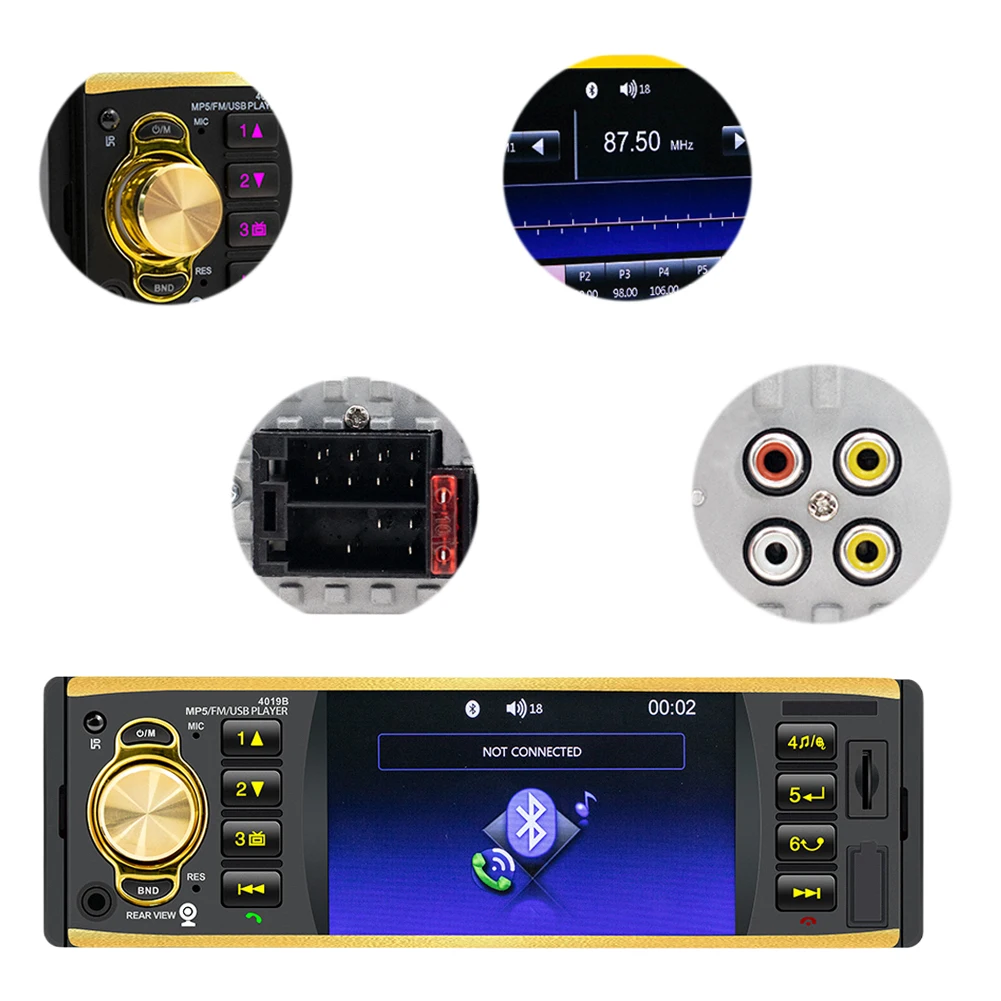 USB AUX FM 원격 오디오 시스템, 4.1 인치 IPS 스크린, 자동 라디오, 블루투스 호환 지지대 후면보기 카메라, 핸즈프리 통화, 1 Din