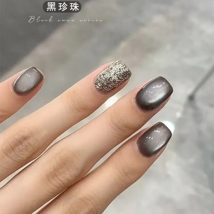 1Pc Black Pearl Cat Eyes Nail Gel Porcelain White Quartz Magnetic Nail Polish  UV Nail Gel Nail Art  DIY Nail Art Gel Nails Tool 6