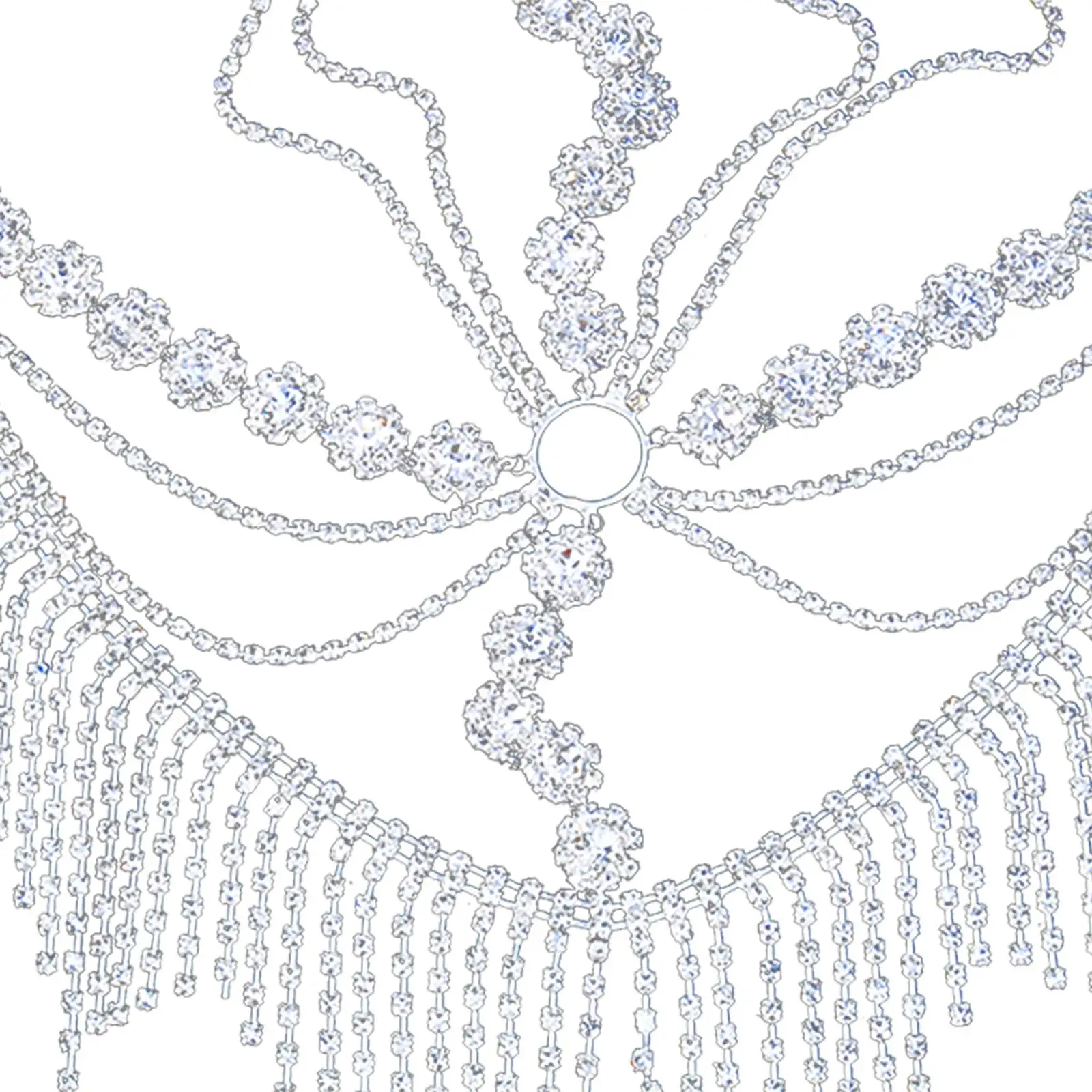 Womens Chain Tassel Jewelry Rhinestone Mask Headwear Chain Cosplay Masquerade Dance Party Supplies