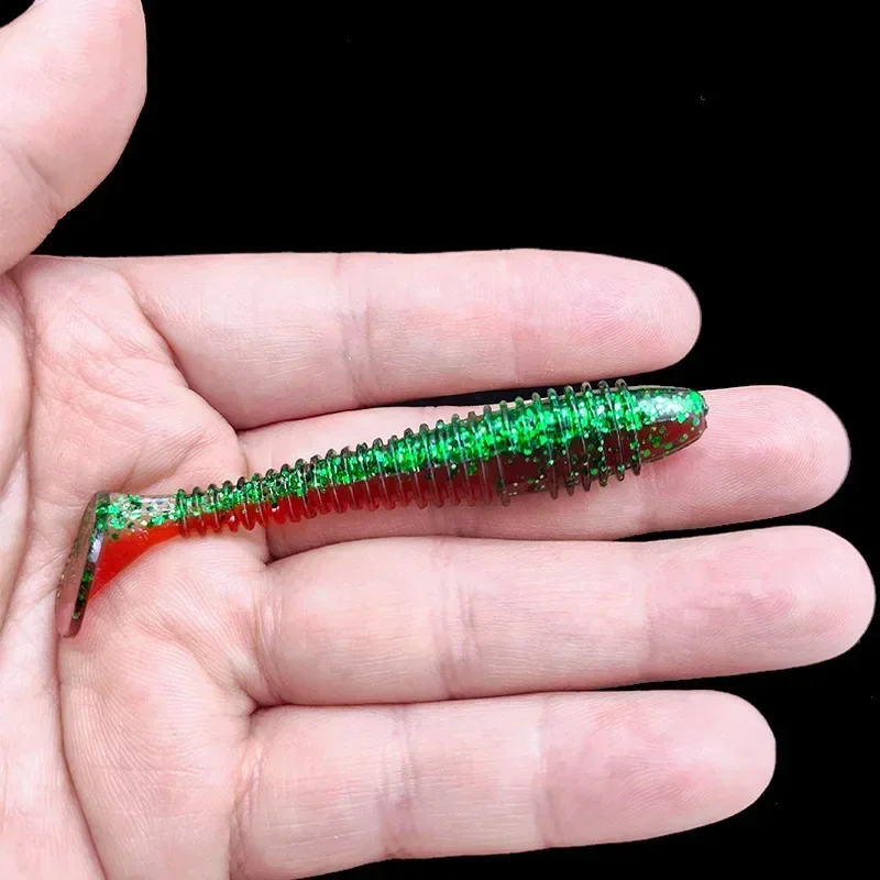 7.5CM Thread T-tail Road Subdual Color Soft Bait Soft Worm Lead Head Hook T-tail Maggot Perch Mandarin Fish Fake Bait