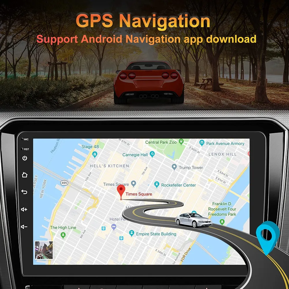 블루투스 터치 스크린이 있는 안드로이드 카 스테레오, 10.1 인치, 더블 딘 대시, GPS 내비게이션, 자동차 라디오, 와이파이, FM 미러 링크
