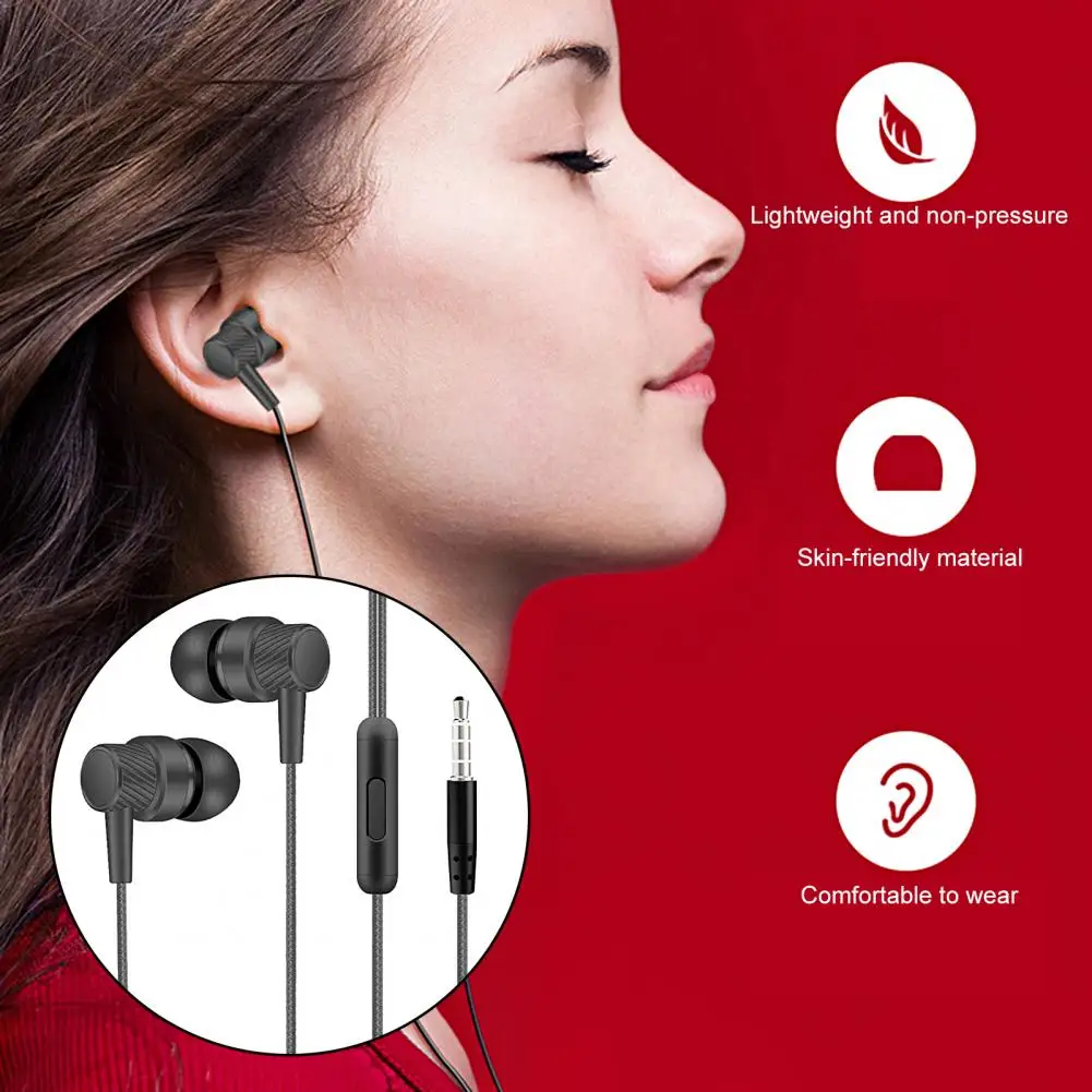 

Wired Earbud Intelligent Noise Reduction Powerful Bass Ergonomic 3.5mm HiFi In-ear Sports Gaming Earbud Wire Control For Running