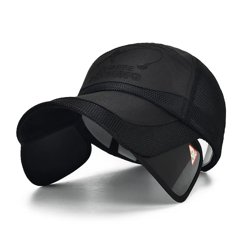 Outdoor Fiing Cap Breathable Sun Hat Large Brim Baseball Cap Windproof UV Protection Cycling Retractable Sunade Cap for M...