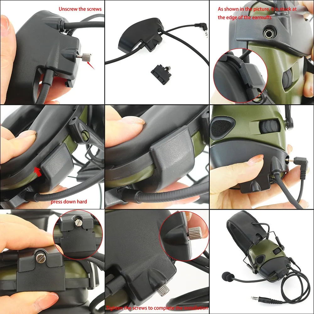 TS TAC-SKY Mikrofon und K-Tip 2-Pin U94 PTT für Howard Leight Impact Tactical Electronic Ohrenschützer Sport Noise Cancelling Headset – Detail 7