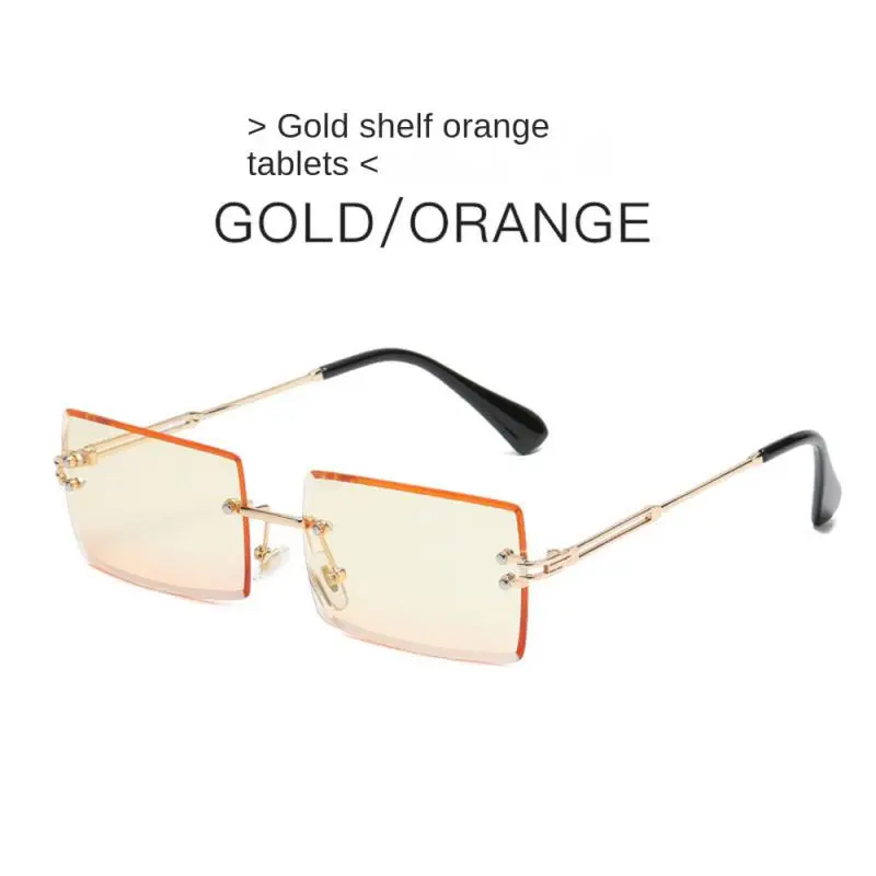  - 2023 Fashion Sun Glasses Rimless Vintage Eyeglasses Summer Rimless Sunglasses Frameless Eyewear Womens Large Frame Rectangle