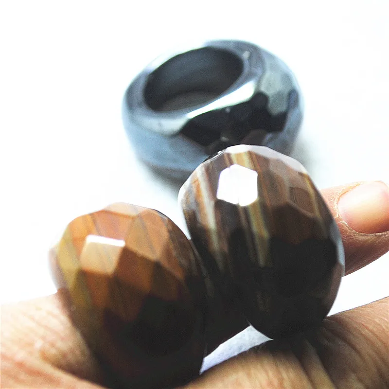 1Pc Power Anelli Da Uomo In Ferro Naturale Occhio Di Tigre Pietra Diametro Acciaio Foro 15Mm 17Mm Gioielli Di Moda Per Abiti Da Festa Navi Libere