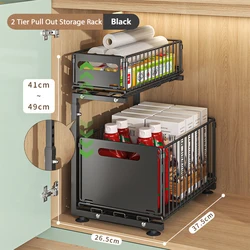 Enhanced Kitchen Pull-Out Cabinet Organizer and Spice Rack (2 Tier Pull Out)