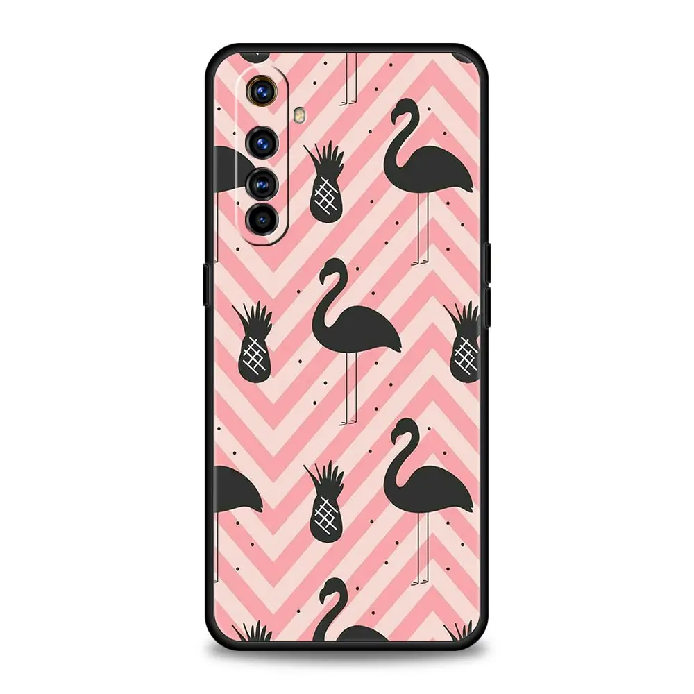 Pink Red Flamingo Soft Silicone Phone Case - Stylish Black Cover