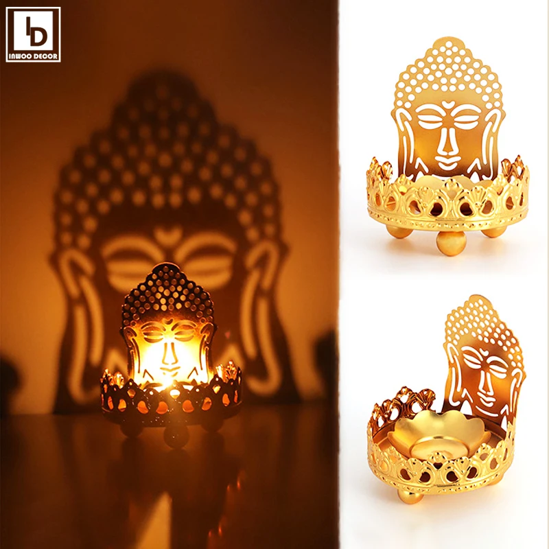 Lotus Candlestick Thai Tibetan Buddha Candle Stand Ghee Oil Lamp