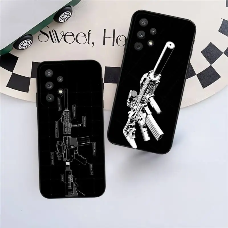 

Gun and Bullet Phone Case For Samsung Galaxy A13,A21s,A22,A31,A32,A52,A53,A71,A80,A91 Soft Black Phone Cover