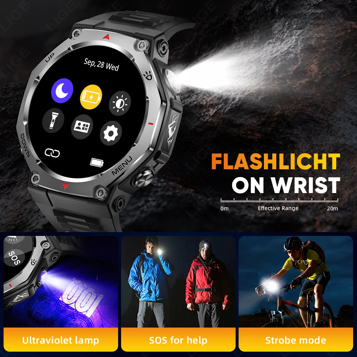 LIGE Smart Watch Men's 1.43 inch Ultra HD Screen Amoled 466*466 Pixels 5ATM Waterproof Smartwatch Men Sports Fitness Tracker New