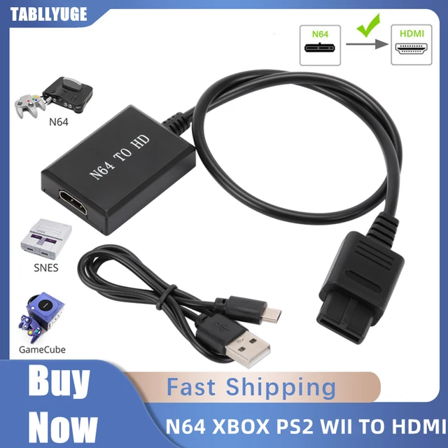 PS2,HD,n64,HDMI互換ケーブル付きコンソール,1080p,HDMIケーブル