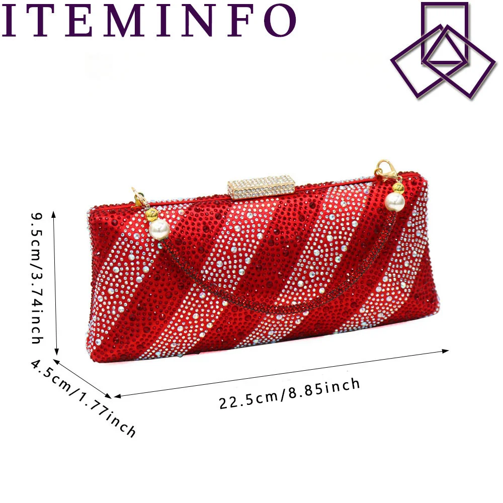 Venus Chan 2024 Red Color Elegant Women Heels Shoes and Bag Set Hollow Rhinestones High Heels Wedges Shoes Matching Bag